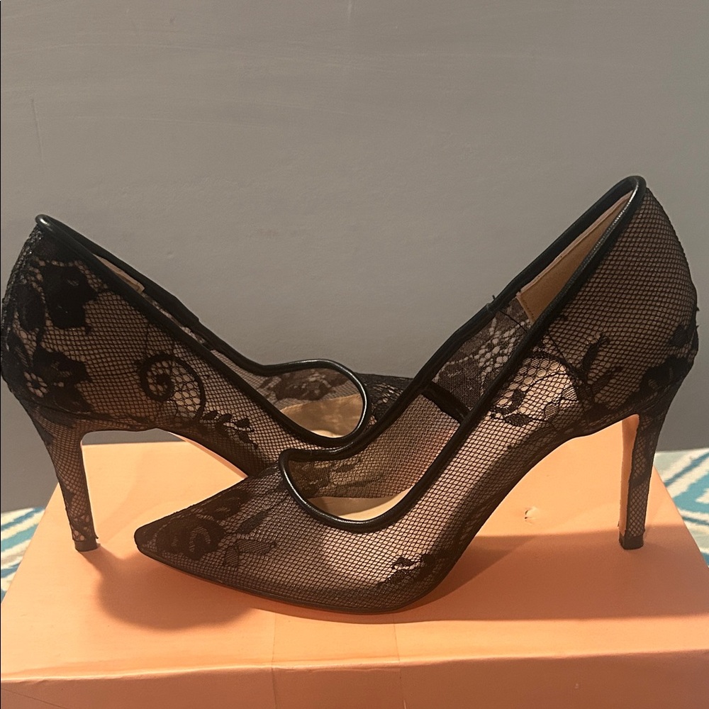 Elegant Black Lace Heels for Women